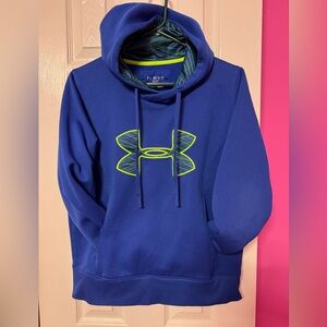 Under Armour Men's Blue and Neon Green Hoodie